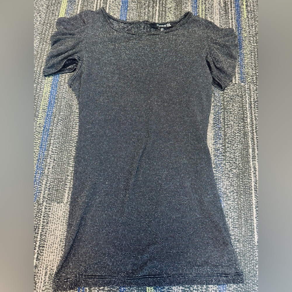 Forever 21 Shimmering Black Short Sleeve Top